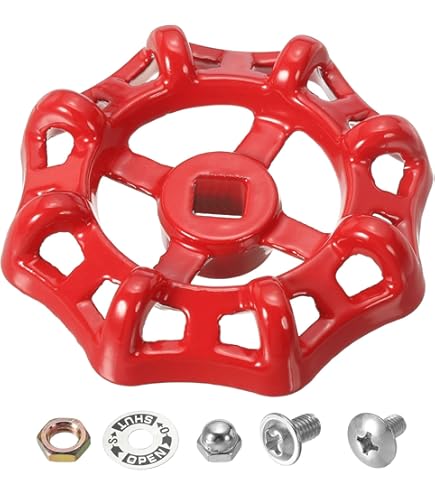 Maniglia Per Rubinetto In Ghisa 6x6cm - Sostituzione Per Valvole Estern/Interne, Colore Rosso - Foto 3