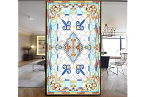LXDWEI Pellicola per finestre in vetro colorato stile europeo senza colla, adesivo statico per finestre, effetto smerigliato, 50 x 100 cm, modello 6