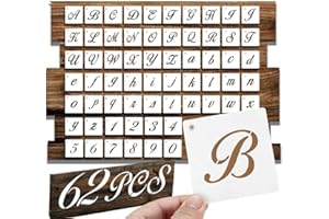 FAMIDIQGO 62 stencil per lettere con numeri, 3 pollici, in stile fattoria, per lavori fai da te, pittura su tela di legno