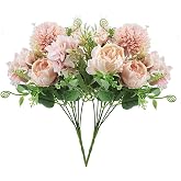 MZMing 2PCS Realistic Artificial Flowers Bouquets for Decoration Pink | Artificial Hydrangeas Artificial Peony Flowers for Ho
