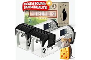 Motel Mouse Piège a Souris Vivante pour Intérieur & Extérieur - Facile à Utiliser, Facile à Nettoyer, Réutilisable, Libération sans Contact - Livré avec Manuel d'instructions et Vidéo en Français