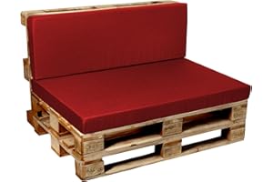 Garden Factory Cojines para palets, Cojín de palé, Cojines para Sofas de palets Asiento, Respaldo o Juego V2 (Set (Asiento 120x60+Respaldo 120x40, Rojo))