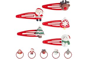 BIPL 10 Stück Kinder Haarschmuck Weihnachten, Haargummis Haarspangen Weihnachten, Kleinigkeiten Adventskalender Füllung, Weihnachts Rentier Santa Haarclips Haarklammern Geschenke für Kinder Mädchen Damen