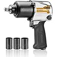 Ingco Air Impact Wrench, 7000 Rpm | 610Nm | 2 Hammer Mechanism, Pneumatic Impact Wrench Tool Kit With 3 Pcs Socket, 5 Type Connector - Box End