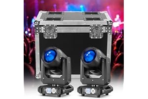 OSUSUENT 2PCS Testa Mobile Beam 200W con 1 Flight Case, RGBW LED Luci da Festa Focus Elettronico 14 Modelli 10 Colori dmx512 Effetti di illuminazione professionale 18 Prismi Per Festa DJ Discoteca Halloween