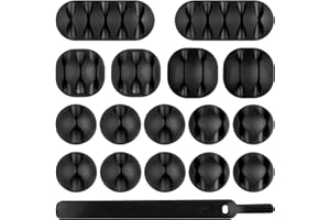 WT WISDOM TOGETHER WT Kabelclips Kabelhalter, Silikon Kabelführung Kabel Organizer kabelmanagement Selbstklebend für USB Ladekabel, ZuhauseBüro, Schreibtisch und Wandablage,16 Stück,Schwarz