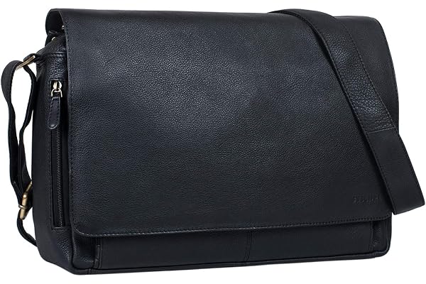 Tom Sac Messenger Vintage en Cuir | Sac à Bandoulière Hommes Femmes | Sacoche Laptop 15 Pouces pour Bureau, Université, Travail | Sac en Cuir Véritable Couleur:Siena - Marron