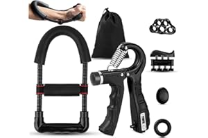 HIQIKU Handtrainer Fingertrainer, Unterarmtrainer, Griffkraft Trainer 6er-Pack, Verstellbarer Grip Trainer, Finger Trainingsgerät, Handgelenk Trainer, Fingerstrecker und Stressabbau-Griffkugel
