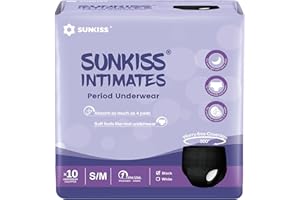 SUNKISS INTIMATES Jednorazowe spodnie dla kobiet z intensywnym przepływem, bezzapachowa bielizna poporodowa, czarne, S/M, 10 sztuk