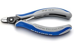 Knipex Pince coupante de côté pour l’électronique de précision par ex., pour ouvrir les colliers de câbles en plastique brunie, avec gaines bi-matière 125 mm 79 02 125 S1