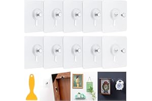 Ruucy Lot de 10 Adhesif Accroche Tableau Sans Percer, Transparent Attache Cadre Adhésif pour Accroche Cadres Photo, Miroir, Art Mural, Lumières Décoratives, Sans Trou