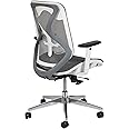 NXTGEN MISURAA Imported Xenon Mid Back Ergonomic Chair with Advanced Synchro Tilt Mechanism, Mesh Seat and Back, Adjustable Seat Depth, Lumbar Support and Arms (Grey and White)