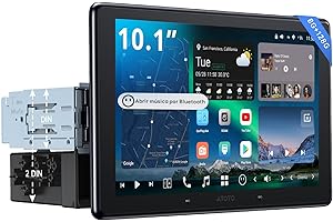 ATOTOZONE 10" QLED AI Radio Android 1 DIN, 8G+128G, 4G LTE,Pantalla Flotante Coche，CarPlay y Android Auto Inalámbricos, Doble Teléfono & 2 Bluetooth,36B-EQ，SCVC,X10G110E