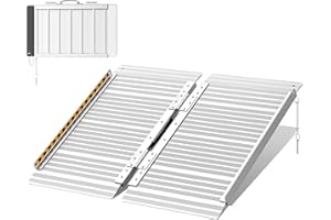 FACHNUO TOOL FACHNUO 61CM Rampe pour Fauteuil Roulant Pliable 61CM Rampe de Seuil, Capacité 362KG, Extra Large 74CM Antidérapante - Ramp Aluminium Portable pour Escaliers, Marches, Portes, Entrées