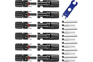 BUZUYIWAR 6 Pairs Solar Panel Connector, Solar Plugs/Female Connector IP67 Waterproof Photovoltaic Cable Connector for Solar Panel Systems PV Panel Adaptor with 1 Wrench (1000V, 30A)