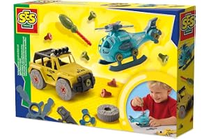 SES Creative – fordonsskruvar – byggset – kreativt byggsats för barn – helikopter och terrängbil – byggleksaker för barn – demontering leksak – från 5 år