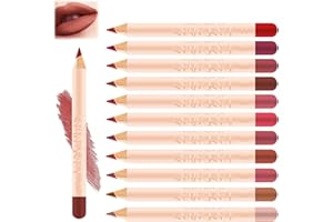 PEACEKING 12 Colores Set Delineador de Labios, Perfilador Labiales Mate Aterciopelado Fácil de Usar, Crayón Labial Natural Resistente al Agua y de Larga Duración, Lip Liner para Maquillaje Cosmético Belleza