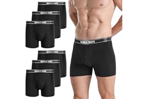 IGOLUMON Bambusowe męskie bokserki szorty wielopak 6-pak miękka wygodna bielizna męska otwarta mucha z woreczkiem oddychające klasyczne dopasowanie męskie majtki hipstery