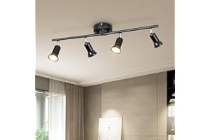 Dehobo Lampa sufitowa LED GU10 4 reflektory LED - nowoczesne oświetlenie sufitowe Orientabl czarna do przedpokoju, salonu, jadalni, kuchni, bez żarówek