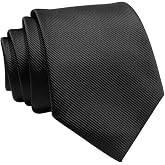 TEOZBLU Black Tie for Men, Elegant Business Tie with Fine Texture, Modern Men's Ties for Wedding, Party and Office, Classic C