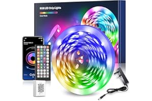 Nexillumi LED Strip Lights 10M, Bluetooth RGB Light Strips with Remote & App, Colour Changing Tape Lights, Music Sync Dimmable Lighting for Bedroom, Living Room, Kitchen, Ceiling & Party Decor