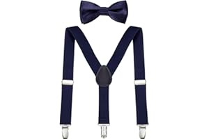 DonDon Ensemble Bretelles et noeud papillon garçon élastique et longueur ajustable pour enfants de 1 à 8 ans