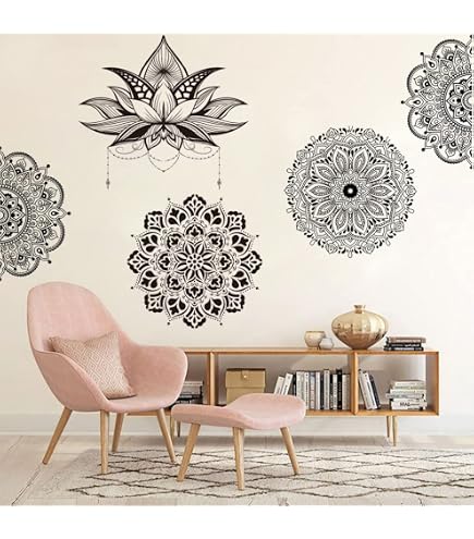 Sticker Mural Mandala Demi-cercle Amovible - 57x114 Cm, Vinyle Doré, Décoration Boho Pour Chambre