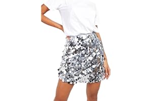 MIOLASAY Glänzender Pailletten-Sommerrock, glitzernd, A-Linien-Rock, figurbetont, Disco-Pailletten, Clubrock, Bühnenauftritt, Streetwear