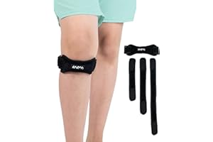 KARM Fascia di supporto per ginocchio per bambini - Ginocchiera Osgood Schlatter per bambini | Cinghia per tendine rotuleo per ragazzi | Sollievo dal dolore da artrite | Sport (1 pezzo, nero)
