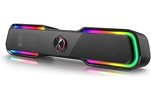 Bazivve Bluetooth PC Lautsprecher Boxen, RGB Computer Soundbar Lautsprecher für PC Monitor, HiFi Stereo Gaming Lautsprecher mit Anschluss für Schreibtisch oder Laptop (Schwarz)