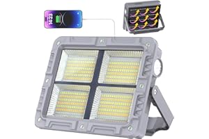 OHAYORI Faro LED Ricaricabile 100W, Proiettore LED Portatile con Power Bank, Batteria da 12000mAh, Lampada da Campeggio Solare con Porta USB/Magnetico/5 Modalità, Ideale per Pesca, Cantiere, Garage, Emergenza