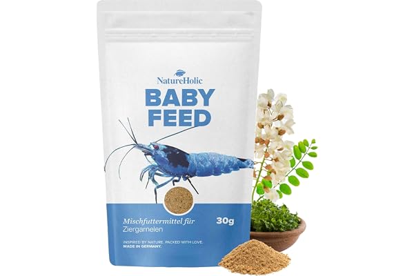 NatureHolic – babyfeed uppfödningsräkfoder – uppfödningsfoder för babyräkor I Made in Germany I för hälsosam tillväxt I Fri f