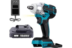 UKDIRECTSHOP Avvitatore a percussione senza spazzole da 18 V, 1/2", coppia 520 Nm, con luce a LED, frequenza di impatto: 0 – 3500 ipm, batteria per Makita con 1 batteria da 3,0 Ah e caricatore