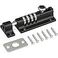Door Lock Bolt Combination Lock Black Heavy Duty Sliding Gate Lock for Wooden Gates 120mm Stainless Steel with Anti Tampering Screws