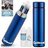 CGOLDENWALL Travel Insulin Cooler 40H, 2 Ice Bags, Blue | 2-4 Feathers, Biogel and Emergency Bottle, TSA Approved, Insulated
