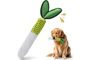 AUSCAT Carrot Dog Rope Toy, Durable Braided Teething Toys, Tug of War Toy with Squeaker for Small Medium Large Dogs, Radish