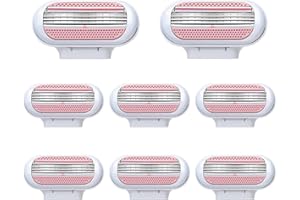 PLIMBIN 8 Pack Replacement Razor Blades for Gillette Venus ComfortGlide, 3 Layer Blade & Pivoting Head Design, Extra Smooth Women's Razor Blades Refills Easy to Replace(Pink)