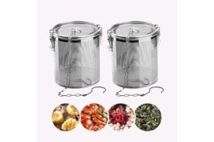 CHYUAN Edelstahl-Gewürzfilter, Edelstahl 304 Teefilter, Teefilter-Kugelfilter mit Tragekette und Haken, geeignet für alle Arten von Tassen Teekannen Kannen (2 Stück 8 * 9cm)