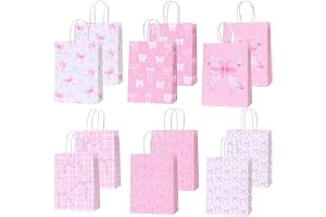 12 stycken kraftpapper presentpåsar, kraftpapperspåsar med handtag, 21 x 15 x 8 cm presentpåse, presentpåse födelsedag med ro