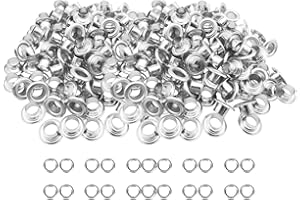 Trimming Shop 4mm Eyelets with Washers Durable Iron Grommets for Clothing Decoration, DIY Projects, Leathercraft, Scrapbooking, Shoes, Bags, Silver, 100pcs