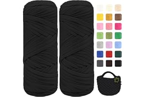 Maxee 400g T-Shirt Garn – 2 er Pack (je 200g/75m), Weiches Beilaufgarn zum Häkeln & Stricken – Farbintensiv & pflegeleicht, Ideal für Häkeltaschen/Körbe/Teppiche DIY Projekte, Handarbeiten und Deko