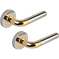 Excel DH3630 Orbit Passage Door Handles on Round Rose, Duel Polished Chrome/Polished Brass,16.4 x 12.2 x 6.2 cm