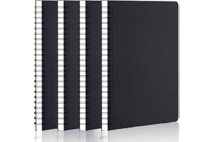 Yarotm Quaderno a Spirale a Righe - 4 Pezzi A4 Quaderni a Righe con Spirale - 100gsm 60 Fogli Carta Blocco Note 210x292mm - Quaderni a Righe 7mm