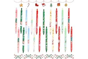 JOFONY Set di 20 penne a sfera di Natale per bambini, per scuola, ufficio, famiglia, regali di Natale