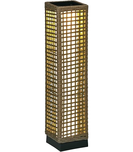 Outsunny Lampadaire solaire en rotin avec capteur de lumière rechargeable IP44 étanche IP44 pour jardin, balcon, extérieur, pelouse, cour - Jaune