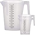TCP Global 3 Liter (3000ml) Plastic Graduated Measuring and Mixing Pitcher (Pack of 4) - Holds 3 Quarts 0.75 Gallon - Pouring Cup, Measure & Mix Paint, Resin, Epoxy, Kitchen Cooking Baking Ingredients