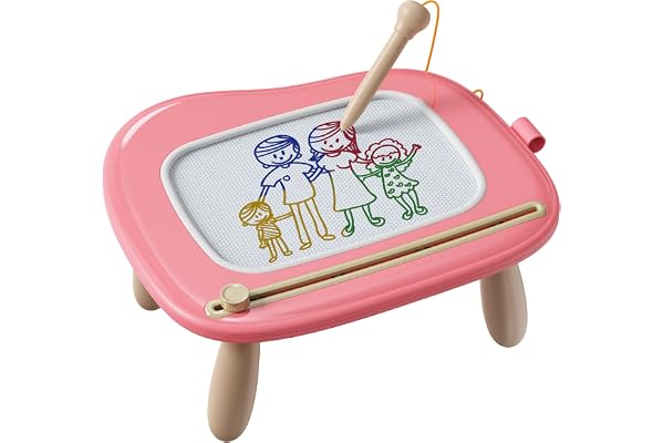 Kikapabi Tableau à Dessin Magnétique pour Tout-Petit, Tableau à Gribouillis, Jouet D’éveil pour Filles et Garçons de 1 à 3 Ans Cadeau D’Anniversaire (Rose, 13.06" W x10.65 H)