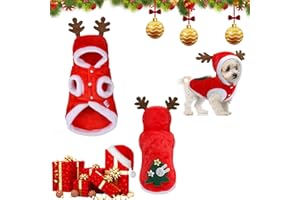 DONGSZQ Vêtements de Noël pour Chien,Costume de Noël pour Animaux,Costumes pour Animaux de Compagnie de noël,Noël Costume Chat Chien,êtements de Noël à Capuche pour Chien et Chat,(S)