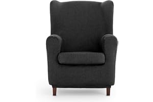 Eysa - Funda de sillón orejero elástica Ulises - Color Gris Oscuro