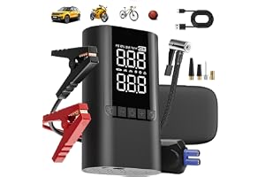 Bilstartbooster, COCCKO Nödstartare med kompressor, 6 000 A, 15 000 mAh bilbatteristartare, USB-C-laddning, Jump Starter med LED ficklampa (Upp till all bensin och 12L diesel)
